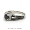 Round Black Diamond Engagement Ring with White and Black Diamond Accents in 10k White Gold Split Shank Setting - Thumbnail 3