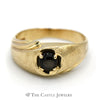 Men's Round Black Lindy Star Sapphire Ring in 10k Yellow Gold - Thumbnail 1