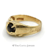 Men's Round Black Lindy Star Sapphire Ring in 10k Yellow Gold - Thumbnail 3