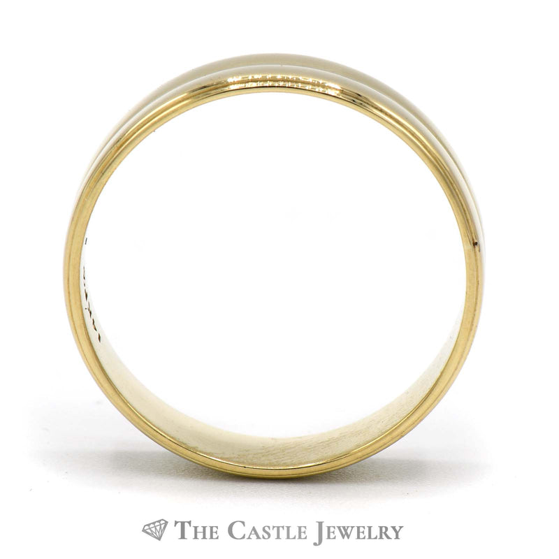 14k Yellow Gold 6.5mm Ridged & Polished Wedding Band Size 12.25