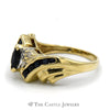 Marquise Cut Sapphire Ring with Round Diamond and Sapphire Accents in 10k Yellow Gold - Thumbnail 3