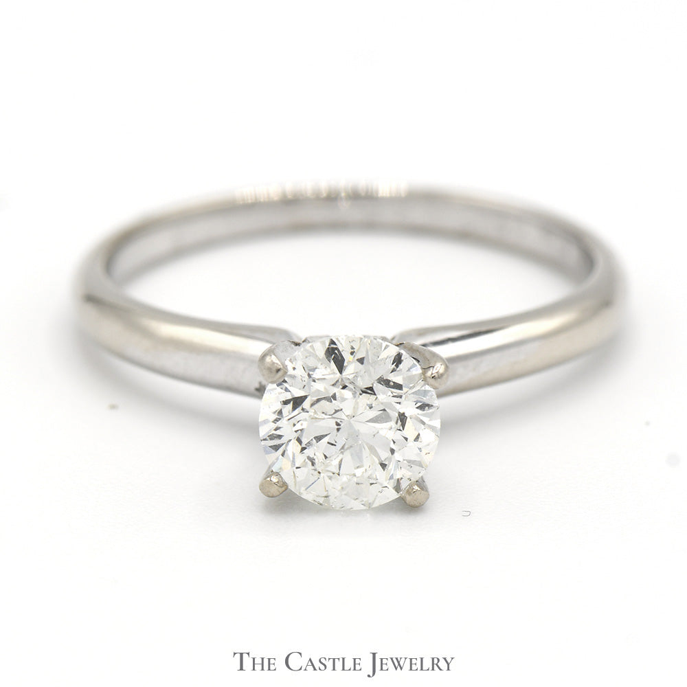 1.05ct Round Diamond Solitaire Engagement Ring in 14k White Gold 4 Prong Tiffany Mounting