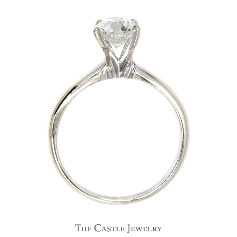 1.05ct Round Diamond Solitaire Engagement Ring in 14k White Gold 4 Prong Tiffany Mounting