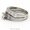Princess Cut Diamond Bridal Set with Round and Baguette Diamond Accents and Matching Band in 14k White Gold - Thumbnail 3