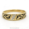 Triple Diamond Band with Leaf and Black Enamel Design in 14k Yellow Gold - Thumbnail 1