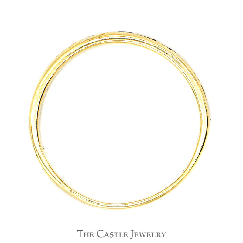 Triple Diamond Band with Leaf and Black Enamel Design in 14k Yellow Gold