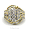 Flower Shaped 1cttw Diamond Cluster Ring with Channel Set Baguette Accents  in 10k Yellow Gold - Thumbnail 1