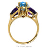 Marquise Shaped Blue Topaz Ring with Trillion Cut Amethyst Accents in 14k Yellow Gold - Thumbnail 2