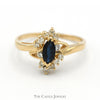 Marquise Cut Sapphire Ring with Diamond Accents in 14k Yellow Gold Bypass Mounting - Thumbnail 1