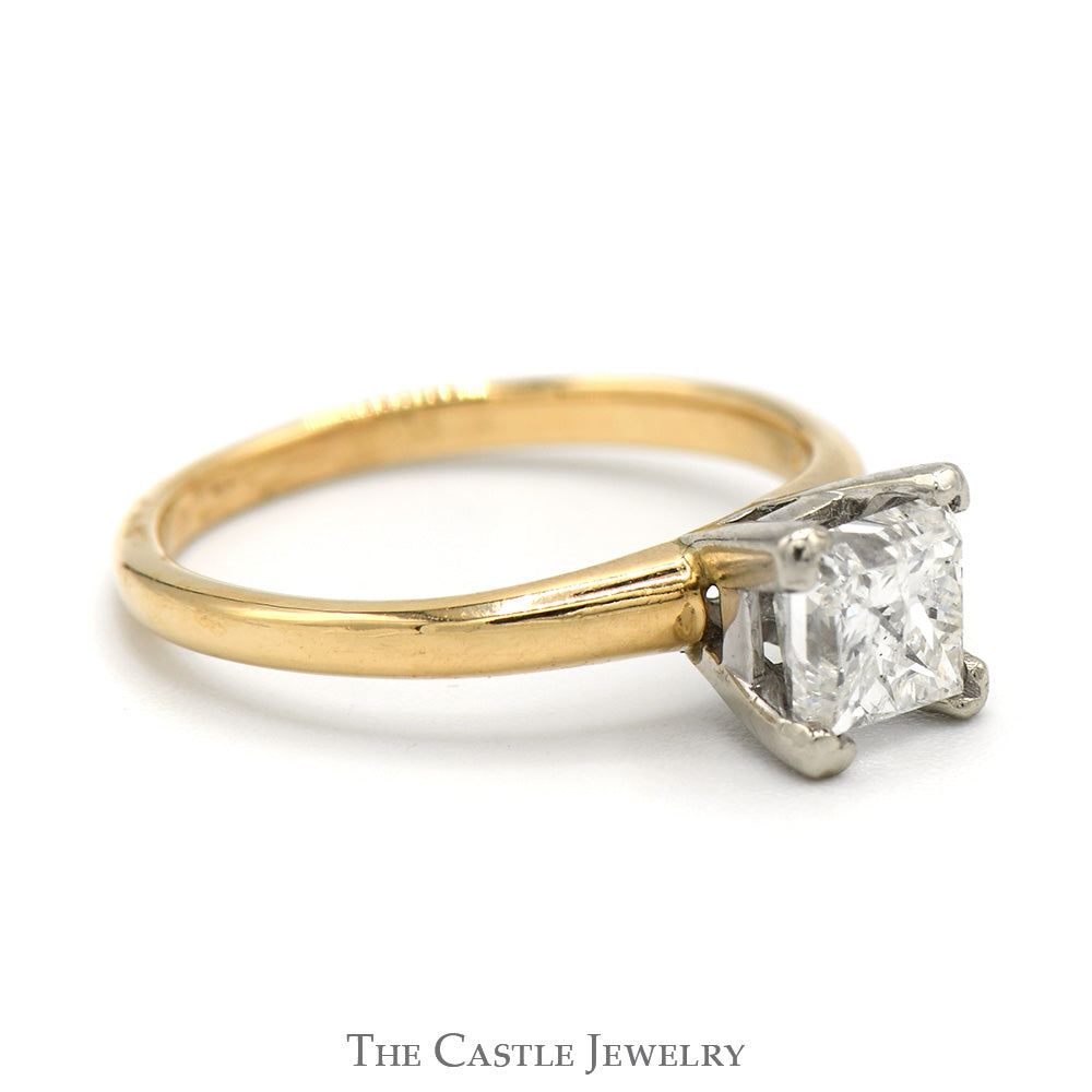 .98ct Princess Cut Diamond Solitaire Engagement Ring in 14k Yellow Gold