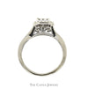 1/2cttw Diamond Cluster Engagement Ring with Diamond Halo in 10k White Gold with Twisted Sides - Thumbnail 2
