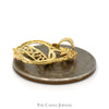 10k Two Tone Yellow Gold Heart Shaped "Love" Pendant with Rose Gold Flower Accents - Thumbnail 3