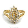 Marquise Shaped 1cttw Diamond Cluster Ring in 14k Yellow Gold Split Shank Setting - Thumbnail 1