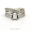 3/4cttw Princess Cut Diamond Bridal Set with Accents and Matching Twisted Band in 14k White Gold - Thumbnail 1