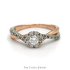 1/2cttw Diamond Ring with Halo and Accents in 10k Two Tone Rose and White Gold Twisted Setting - Thumbnail 1