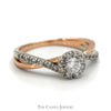 1/2cttw Diamond Ring with Halo and Accents in 10k Two Tone Rose and White Gold Twisted Setting - Thumbnail 3