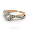 1/2cttw Diamond Ring with Halo and Accents in 10k Two Tone Rose and White Gold Twisted Setting - Thumbnail 4