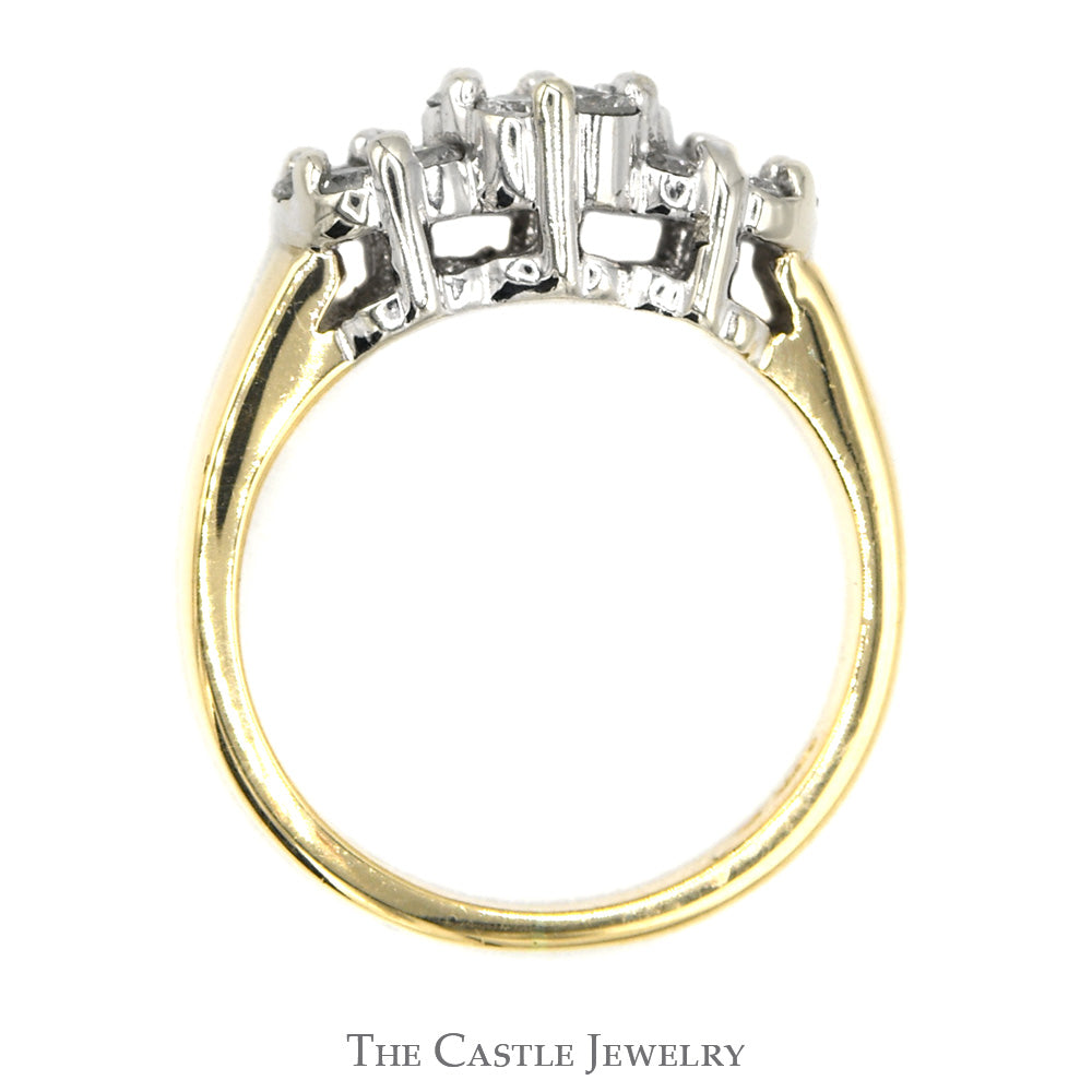 1/2cttw Triple Round Flower Cluster Ring in 14k Yellow Gold