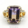 Emerald Cut Ametrine Ring with Diamond and White Topaz Accents in 10k Yellow Gold - Thumbnail 1
