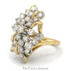 2.5cttw Diamond Cluster Ring with Open Bypass 14k Yellow Gold Setting - Thumbnail 3