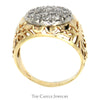 3/4cttw Kentucky Diamond Cluster Ring in 10k Yellow Gold Filigree Mounting - Thumbnail 2