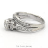 Round Diamond Solitaire Bridal Set with Diamond Accents and Matching Curved Band in 14k White Gold - Thumbnail 3