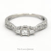 1/3cttw Princess Cut Diamond Three Stone Engagement Ring with Diamond Accents in 10k White Gold - Thumbnail 1