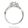1/3cttw Princess Cut Diamond Three Stone Engagement Ring with Diamond Accents in 10k White Gold - Thumbnail 2