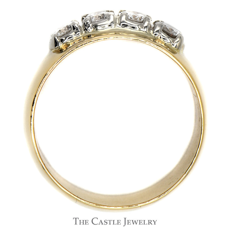 4 Round Diamond Band in 14k Yellow Gold 10mm Wide Band