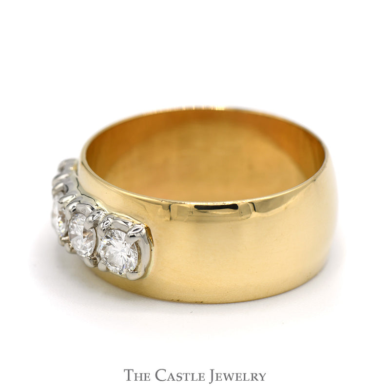 4 Round Diamond Band in 14k Yellow Gold 10mm Wide Band