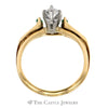 Three Stone Marquise Shaped Diamond and Emerald Engagement Ring and Soldered Wrap Bridal Set in 14k Yellow Gold - Thumbnail 2