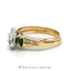 Three Stone Marquise Shaped Diamond and Emerald Engagement Ring and Soldered Wrap Bridal Set in 14k Yellow Gold - Thumbnail 3