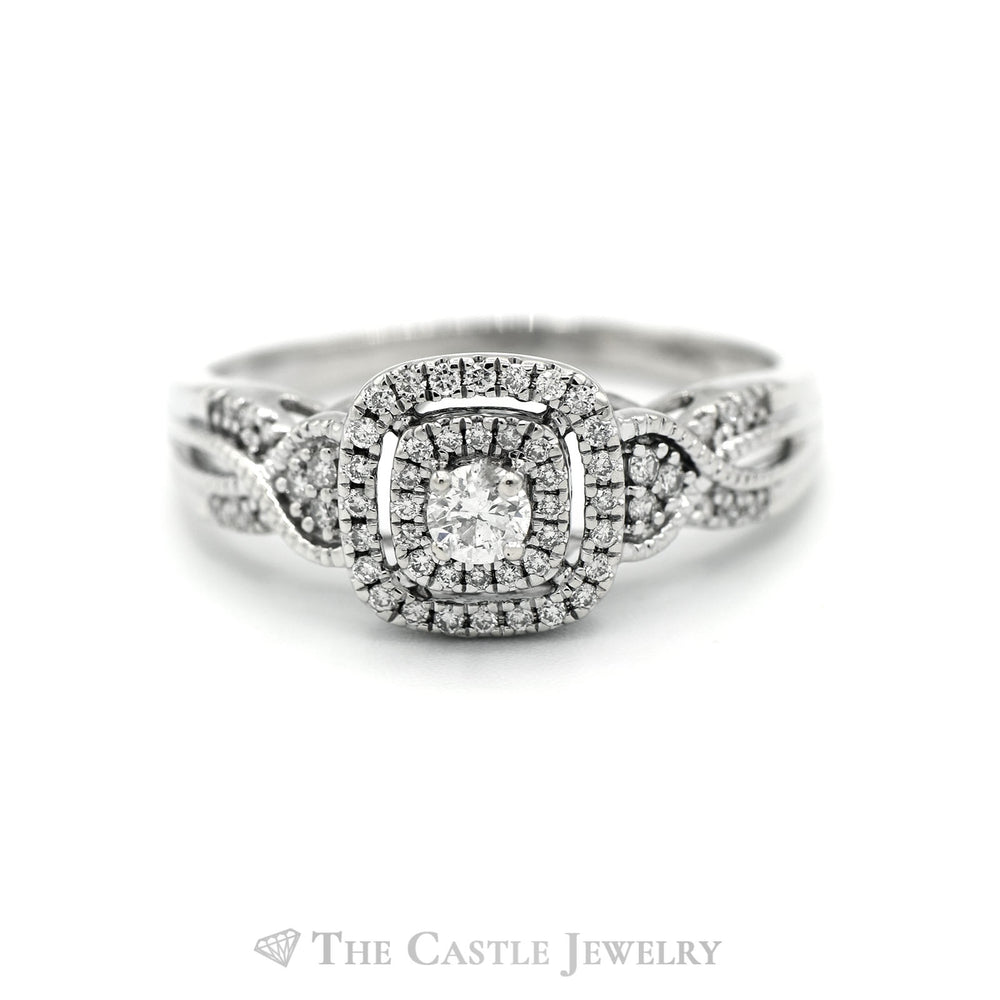 .50CTTW Round Diamond Engagement Ring in 10KT White Gold