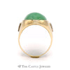 Oval Cabochon Jade Ring with Diamond Accents in 14k Yellow Gold - Thumbnail 2