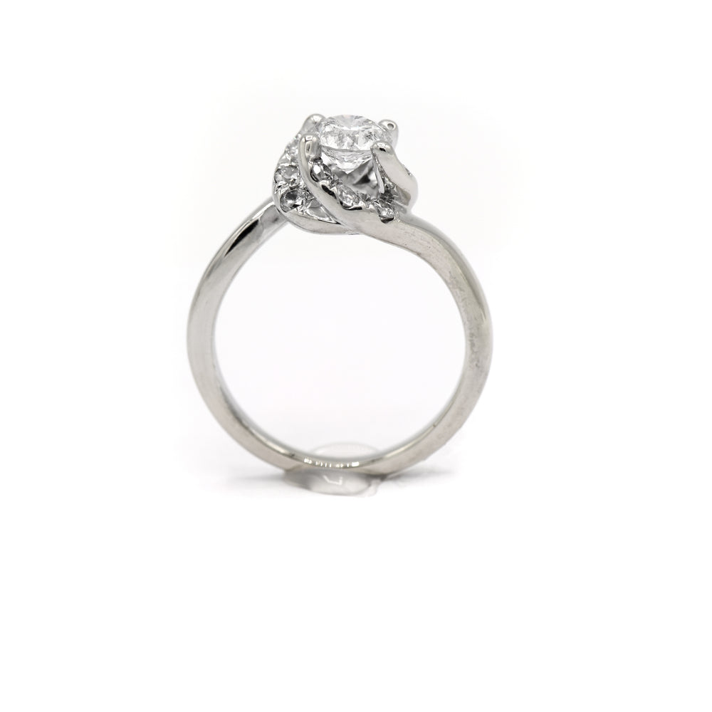 .75CTTW Round Diamond Bridal Ring with Twisted Diamond Halo in 14KT White Gold