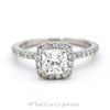 1.5cttw Cushion Cut Diamond Engagement Ring with Diamond Halo and Accents in 18k White Gold - Thumbnail 1