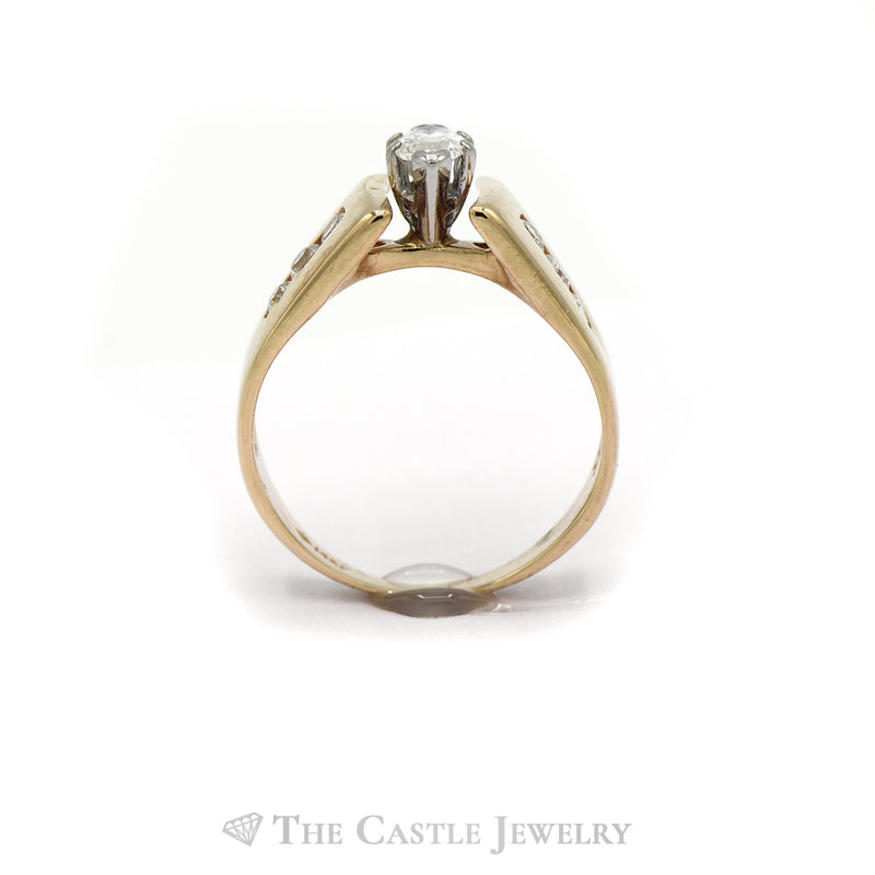 Marquise Diamond Engagement Ring with Channel Set Diamond Accents in 14k Yellow Gold