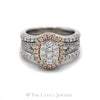 Oval Shaped Diamond Cluster Bridal Set with Diamond Halo and Accents in 14k Two-Tone Gold - Thumbnail 1