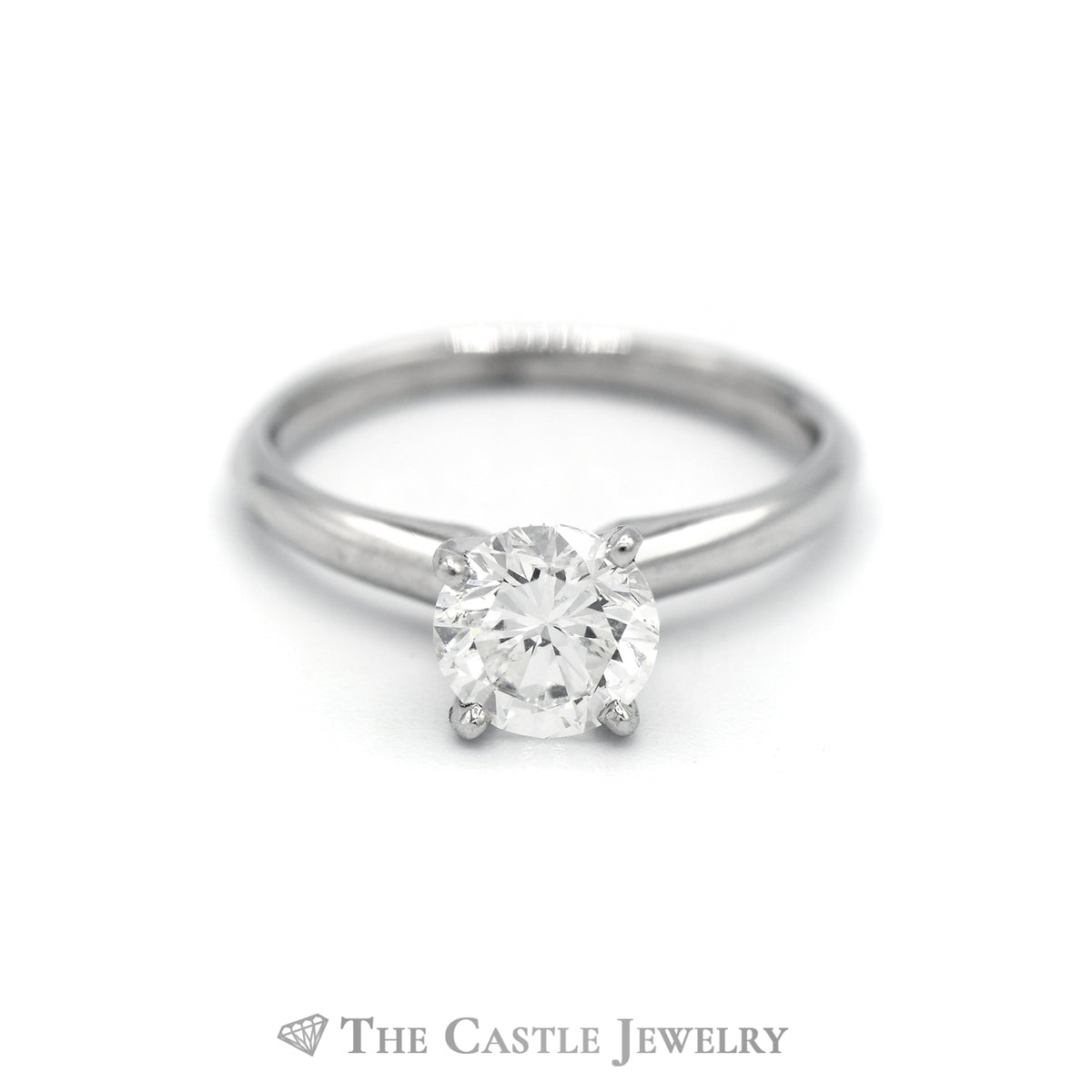 1ct SI2, H Round Diamond Solitaire Engagement Ring in Platinum