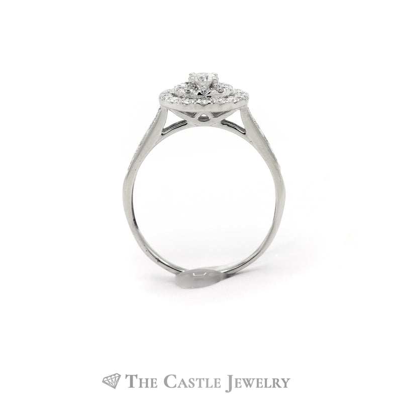.70CTTW Round Diamond Bridal Ring with Round Halo in 14KT White Gold