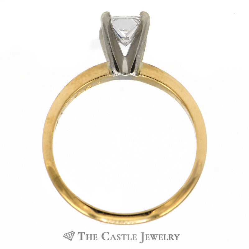 1/2ct Princess Cut Diamond Solitaire Engagement Ring in 14k Yellow Gold