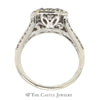 1cttw Square Diamond Cluster Engagement Ring with Double Halo and Accents in 14k White Gold - Thumbnail 2