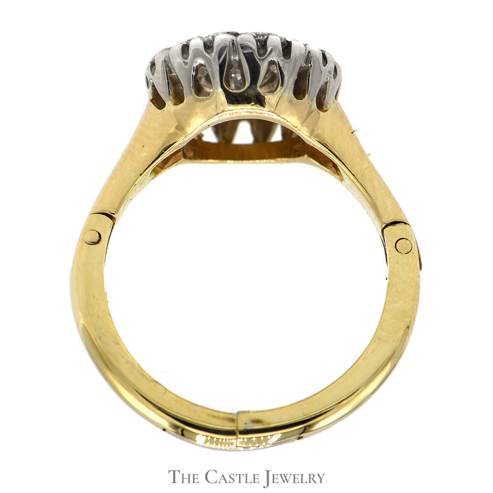 1cttw Diamond Cluster Ring with Arthritic Shank in 14k Yellow Gold
