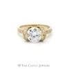 Round Cubic Zirconia Ring with Vertical and Horizontal CZ Accents in 14KT Yellow Gold - Thumbnail 1