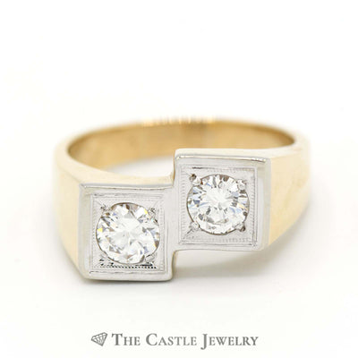 1.3cttw Double Diamond Bypass Men's Ring in 14k Yellow Gold
