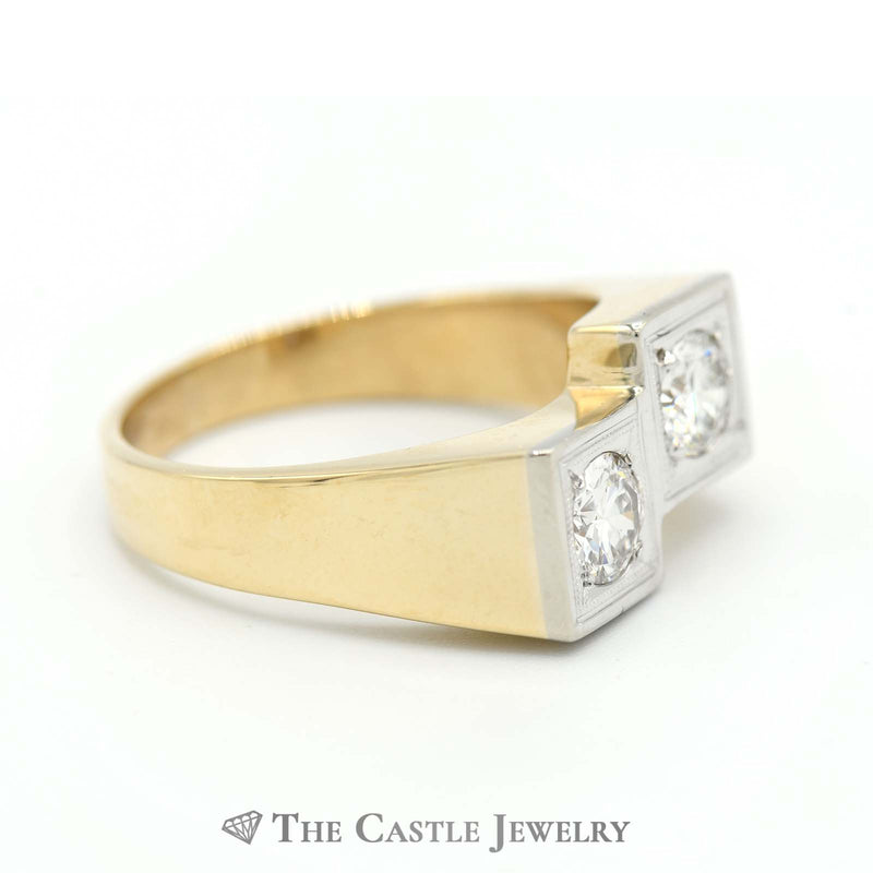 1.3cttw Double Diamond Bypass Men's Ring in 14k Yellow Gold