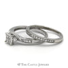 Invisiset Princess Cut Diamond Cluster Bridal Set with Round Diamond Accents and Matching Diamond Band in 10k White Gold - Thumbnail 3