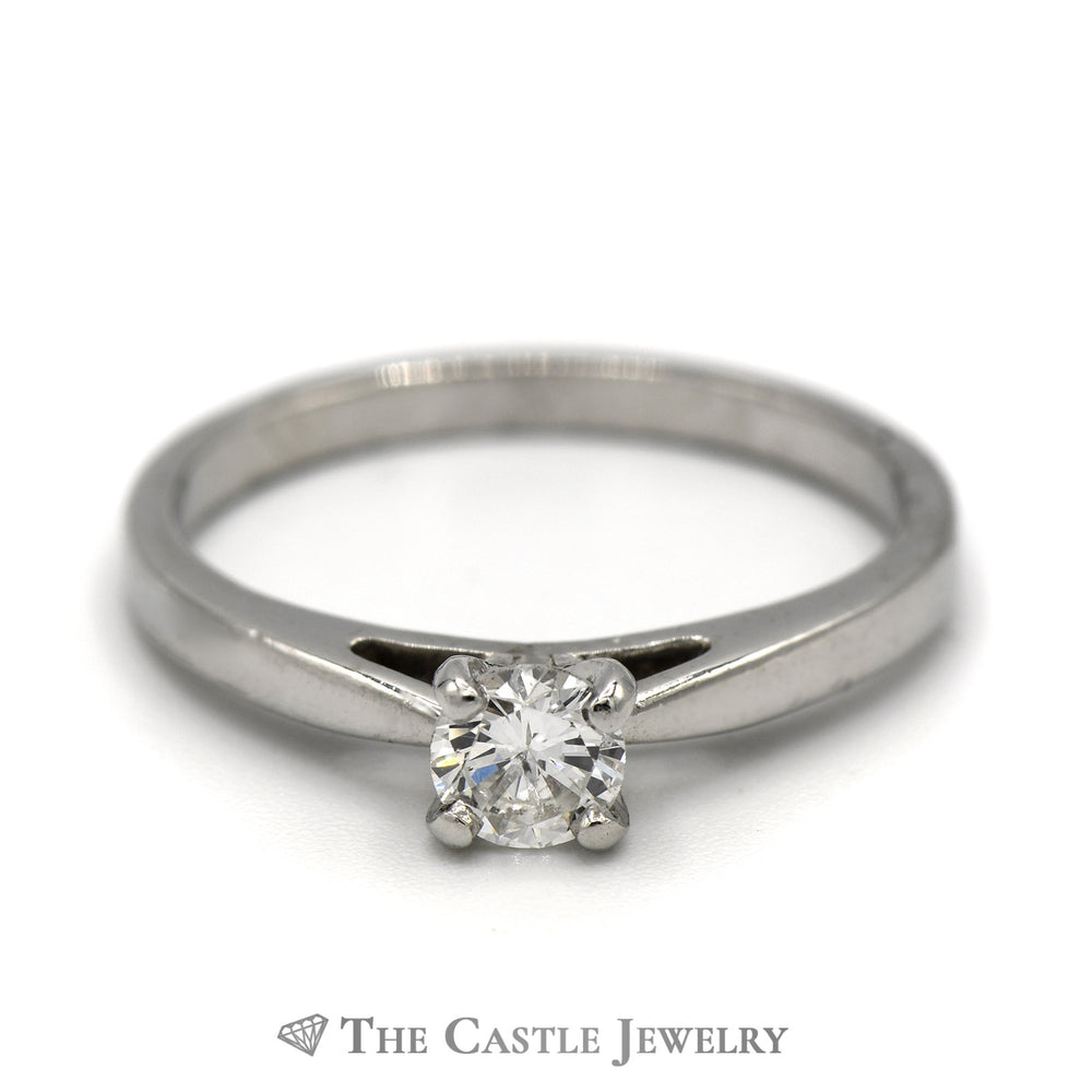 Round Diamond Solitaire Engagement Ring in Platinum Cathedral Setting