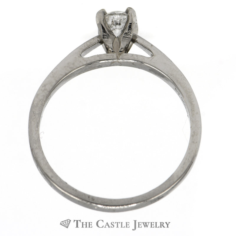 Round Diamond Solitaire Engagement Ring in Platinum Cathedral Setting