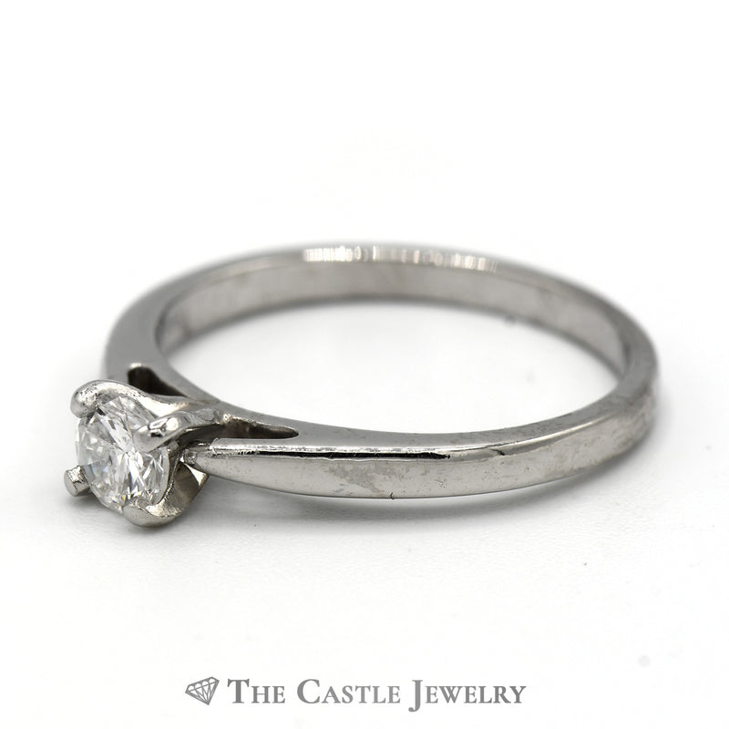 Round Diamond Solitaire Engagement Ring in Platinum Cathedral Setting